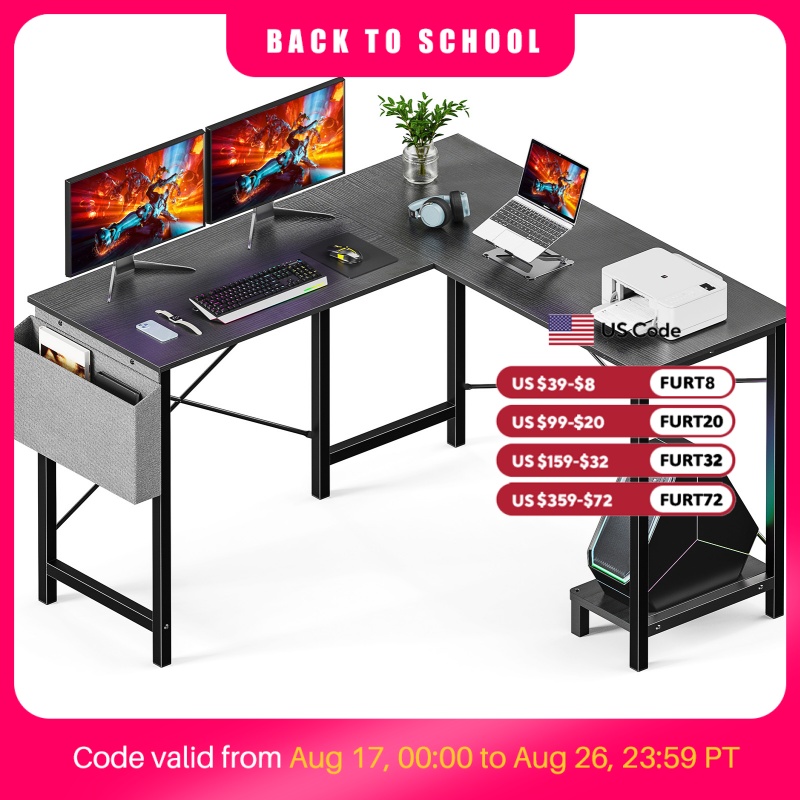 Pc Gaming Center - JHK โต๊ะเล่นเกมขนาด50นิ้วตั้งโต๊ะไม้พร้อมชั้นวางของซีพียูและกระเป๋าข้างสำหรับสำนักงานบ้านห้องนอนพื้นที่ขนาดเล็ก