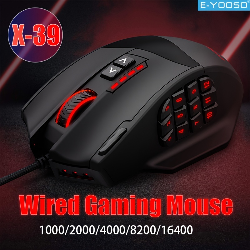 Pc Gaming Editing - เมาส์เกมมิ่งแบบมีสาย E-YOOSO RGB รูปทรงตามหลักสรีรศาสตร์ ปรับได้ 16400