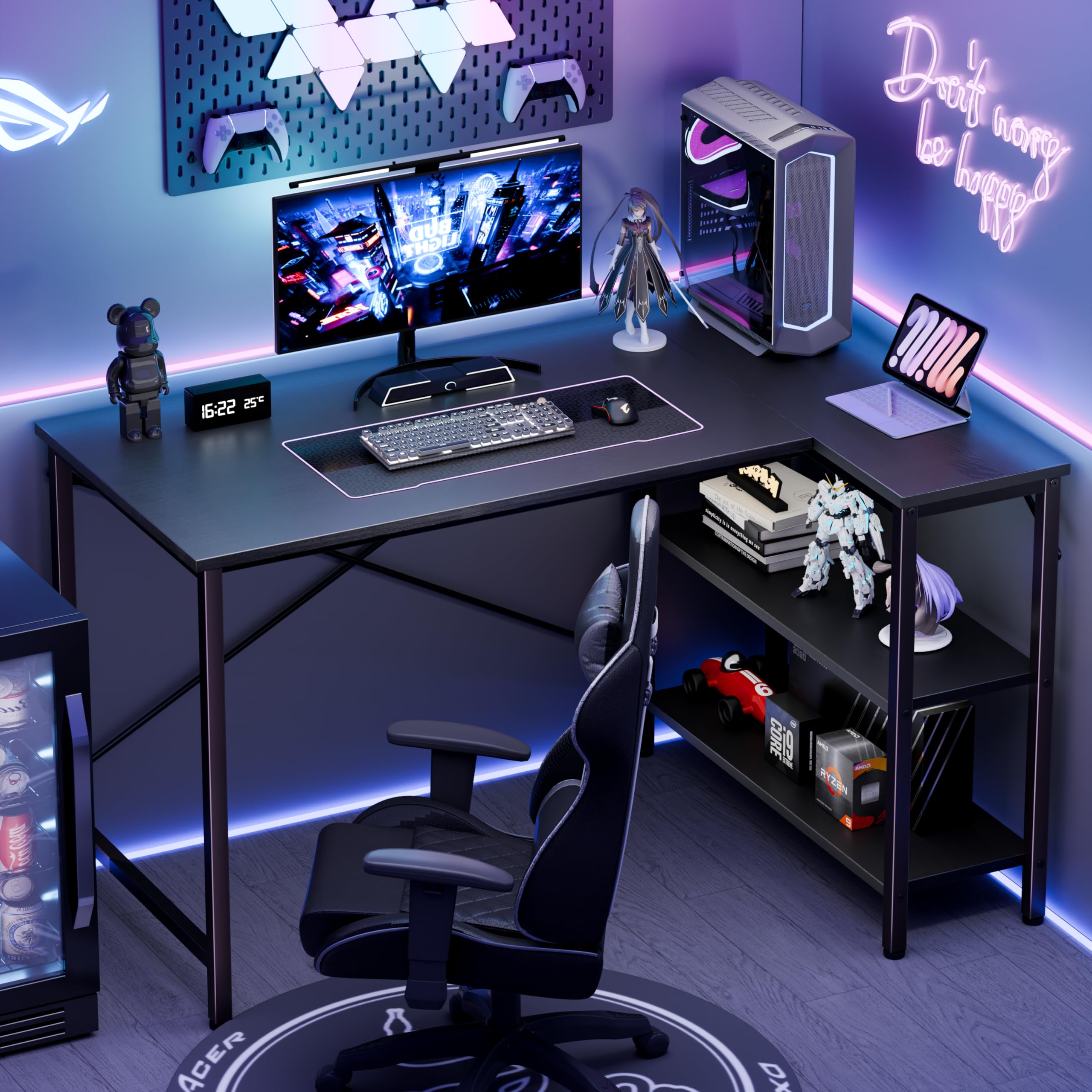 Pc Gaming Center - โต๊ะทำงานรูปตัว L ยี่ห้อ JHK ขนาด 47
